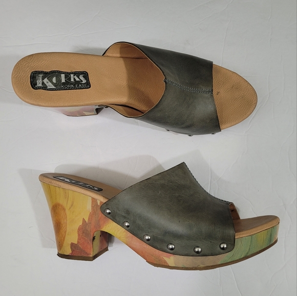 Korks by Kork Ease Painted Wood Studded Clogs - Picture 3 of 10